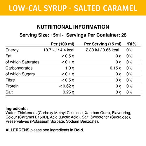 Applied Nutrition Fit Cuisine Low Calorie Syrup - Salted Caramel Flavor 14.4oz (425ml) | Sugar-Free Pancake & Coffee Topping for Keto Diet & Weight Loss