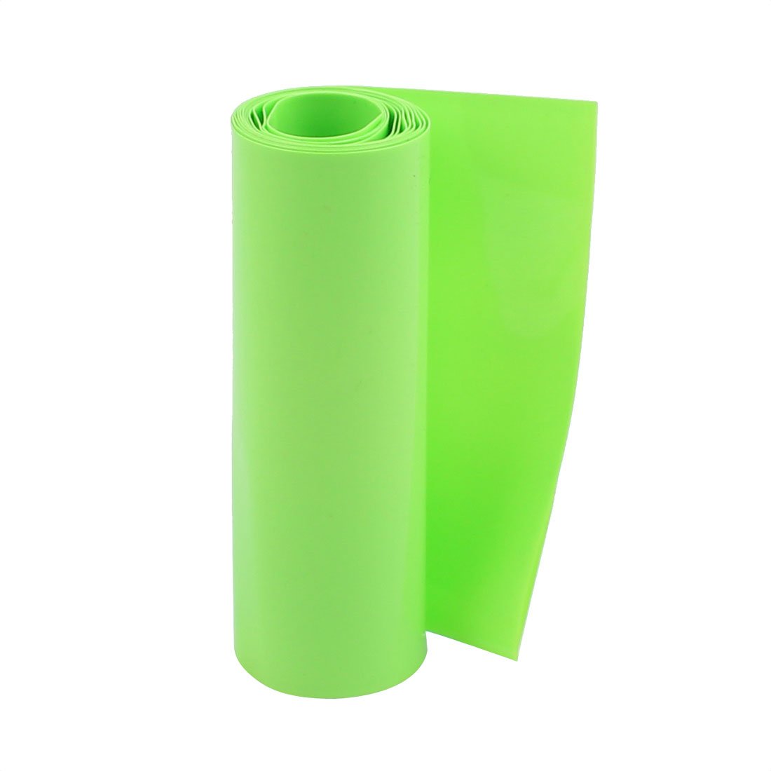uxcell 100mm Flat Width 1M Length PVC Heat Shrink Tube Green for 18650 Batteries - Waterproof Insulation for DIY Electronics, Battery Packs, and Wire Protection