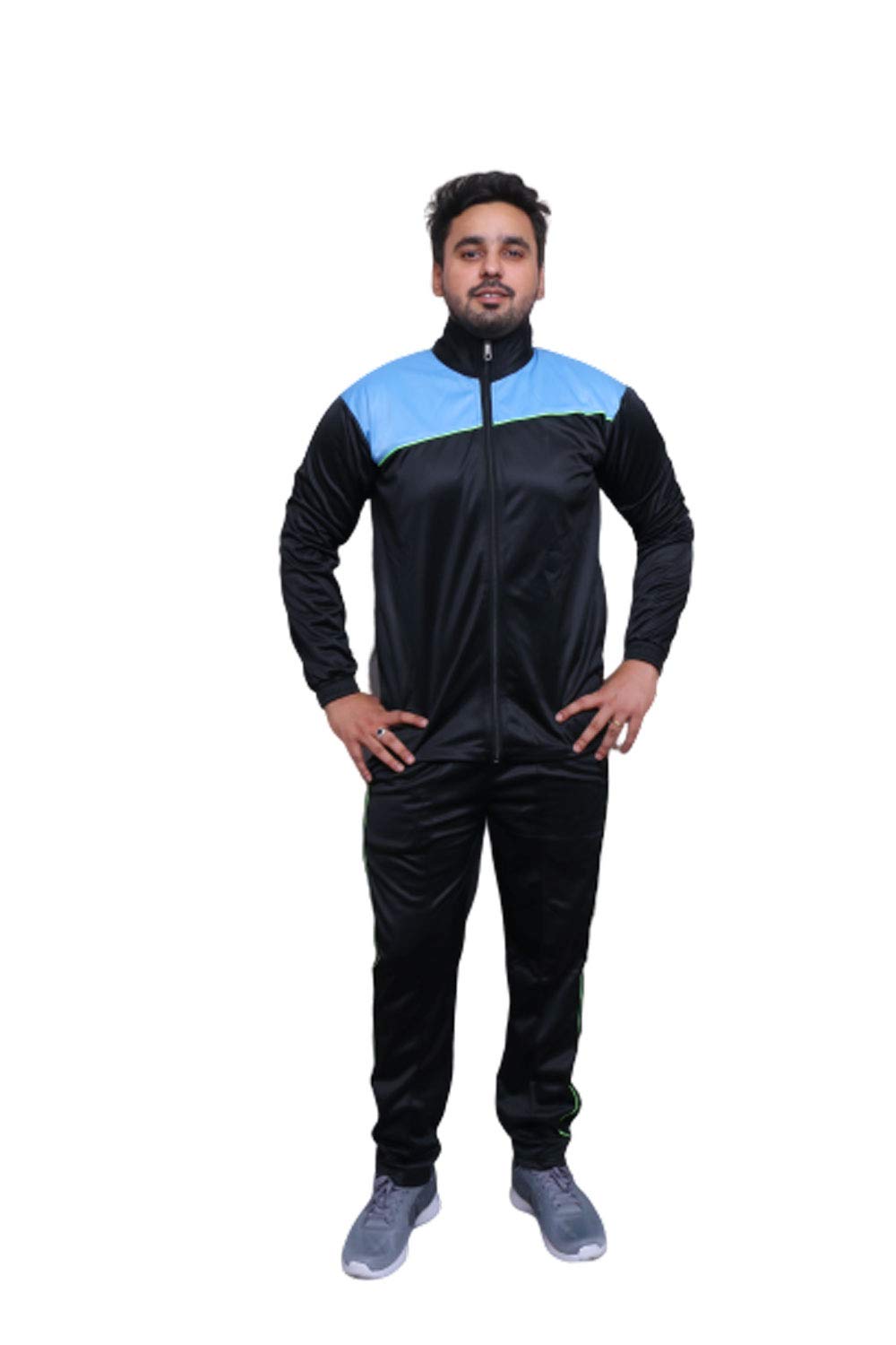 Tempest Sports Men's Running Tracksuit - Breathable Black & Sky Blue Athletic Jogging Suit for Gym, Training & Outdoor Workouts