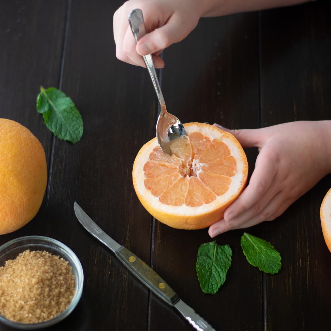 Premium Grapefruit Spoon Set of 4 with Stainless Steel Knife & Storage Keeper - Perfect for Breakfast, Fruit Salad, and Healthy Snacking