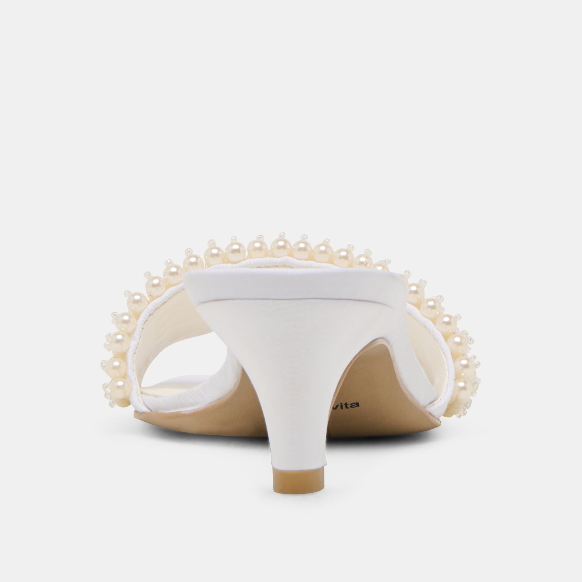 REXA PEARL HEELS - Off White Satin Women's Dress Shoes for Weddings, Parties & Special Occasions