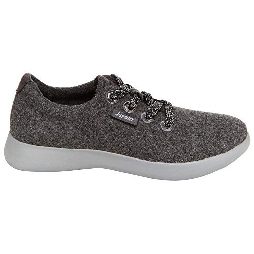 JSport by Jambu Women's Dark Grey Arrow Casual Sneakers - Comfortable Walking Shoes for Women, Size US 7.5 | Perfect for Everyday Wear, Work, and Light Hiking