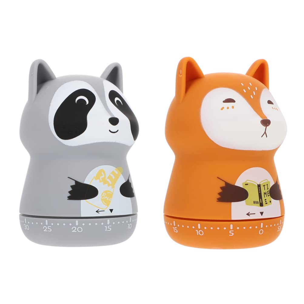 2Pcs Cute Cartoon Animal-Shaped Kitchen Timer - Portable Mechanical Wind Up Countdown Alarm Clock for Cooking, Baking, Eggs & Study - Perfect for Home, Office & Classroom Use