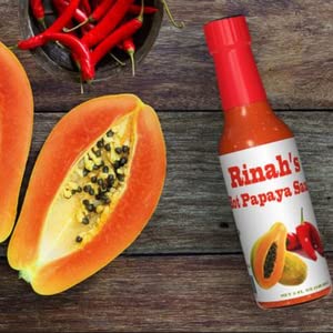 Rinah's Caribbean Style Hot Papaya Sauce with Habanero Peppers – Spicy & Flavorful – Pack of 4 – Perfect for Eggs, Meat, Sandwiches & Caribbean Cuisine