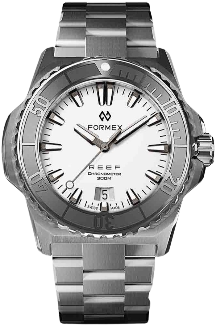 Formex REEF 39.5mm Automatic Chronometer Dive Watch - 300m Water Resistant, White Bracelet, Swiss Made - Perfect for Scuba Diving, Swimming & Everyday Wear