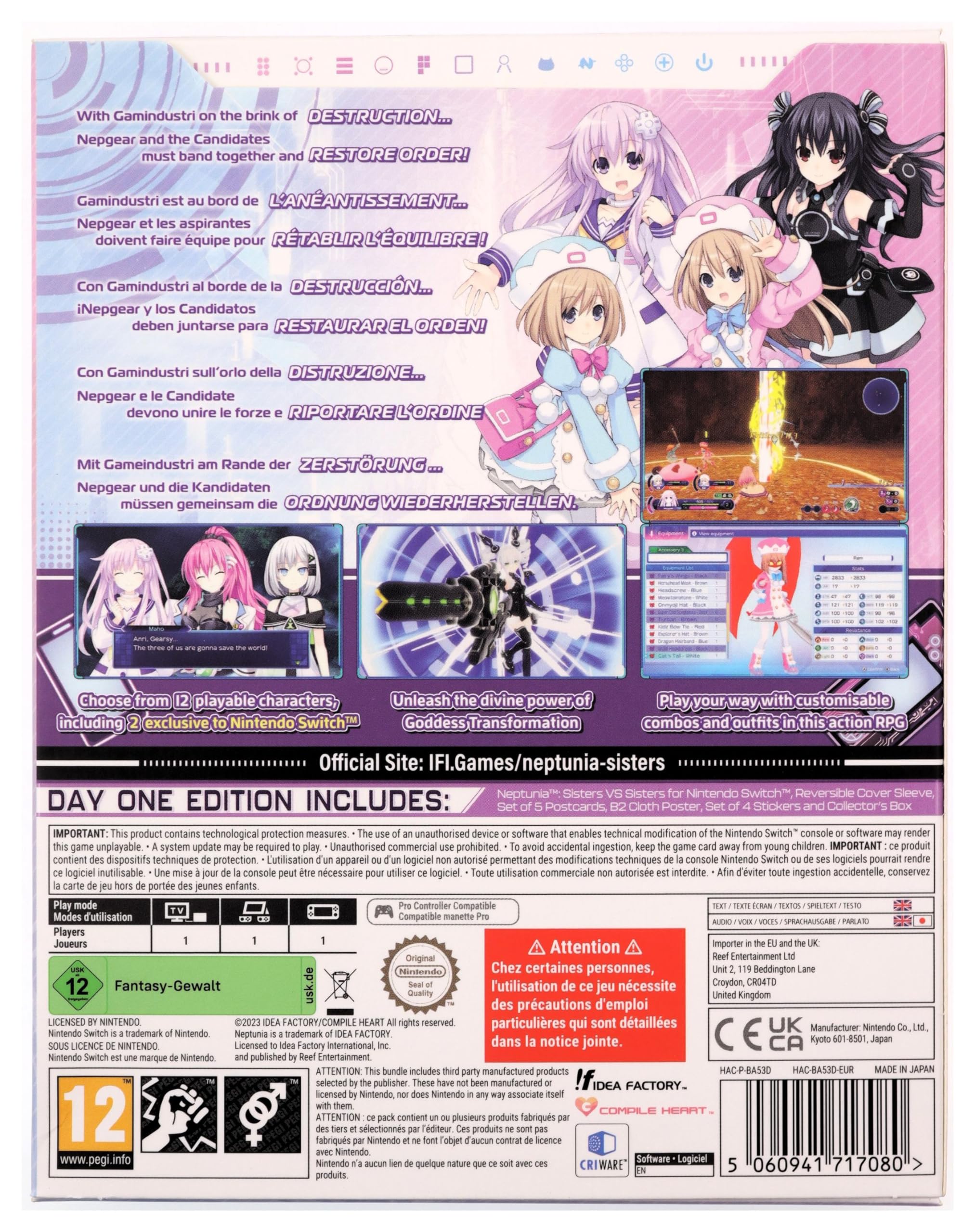 Neptunia: Sisters VS Sisters - Day One Edition for Nintendo Switch | JRPG Adventure Game | Perfect for Anime Fans & Gamers | Play at Home or On-The-Go