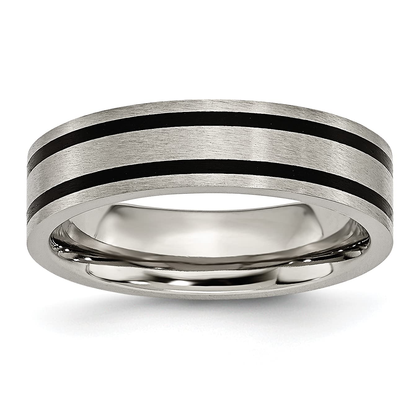 IceCarats Titanium Black 6mm Wedding Band Ring for Men - Durable & Comfortable Wedding Ring for Grooms, Engagement, Anniversary - Perfect for Everyday Wear & Special Occasions