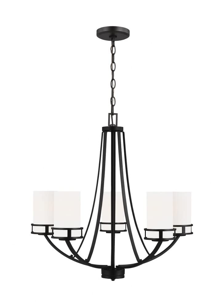 Generation Lighting 5-Light Robie Chandelier in Midnight Black (3121605-112) - Modern Ceiling Light Fixture for Dining Room, Living Room & Bedroom Decor | Uses A19 Standard or LED Bulbs | Perfect for Home, Office & Restaurant Lighting