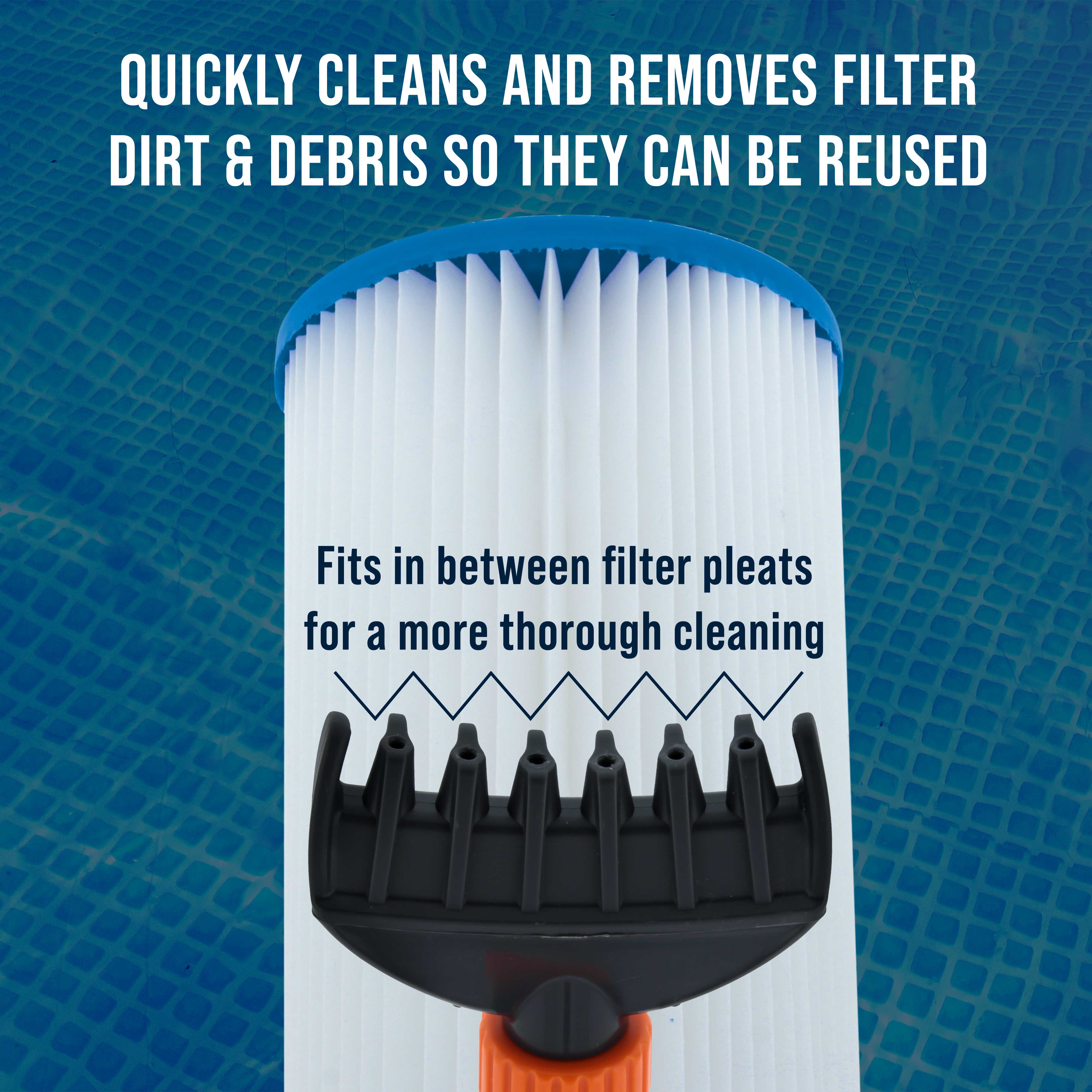 **Pool Filter Cartridge Cleaner Tool - 6 Powerful Water Jets for Quick & Deep Cleaning - Durable Spa & Pool Filter Wand - Removes Dirt & Debris - Perfect for In-Ground & Above Ground Pools**