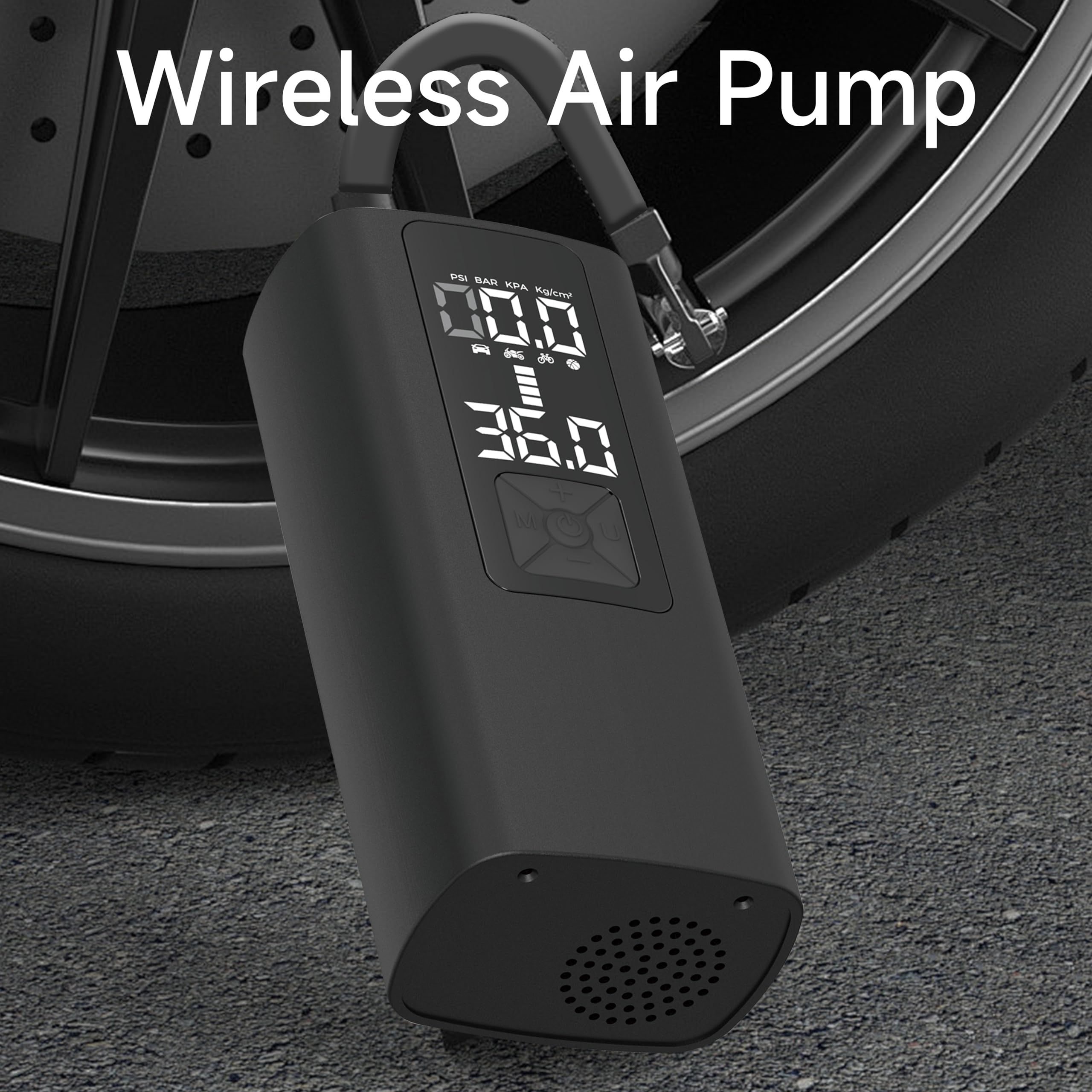 Portable Air Compressor for Car Tires - Digital Tire Inflator with Pressure Gauge, Fast 4X Inflation, Rechargeable Battery - Perfect for Cars, Motorcycles, Bikes, Sports Balls & Emergency Use (Includes LED Light & Power Bank Function)