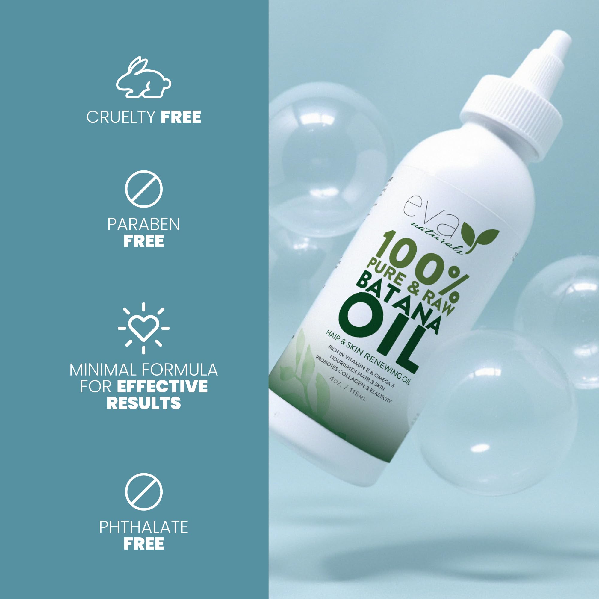 Eva Naturals 100% Pure Batana Oil for Hair Growth, Scalp Care, Skin & Beard Treatment - 100% Unrefined Cold-Pressed Oil from Honduras - Natural Moisturizer for Dry Hair & Skin | Perfect for Daily Hair Care Routine & Beard Maintenance