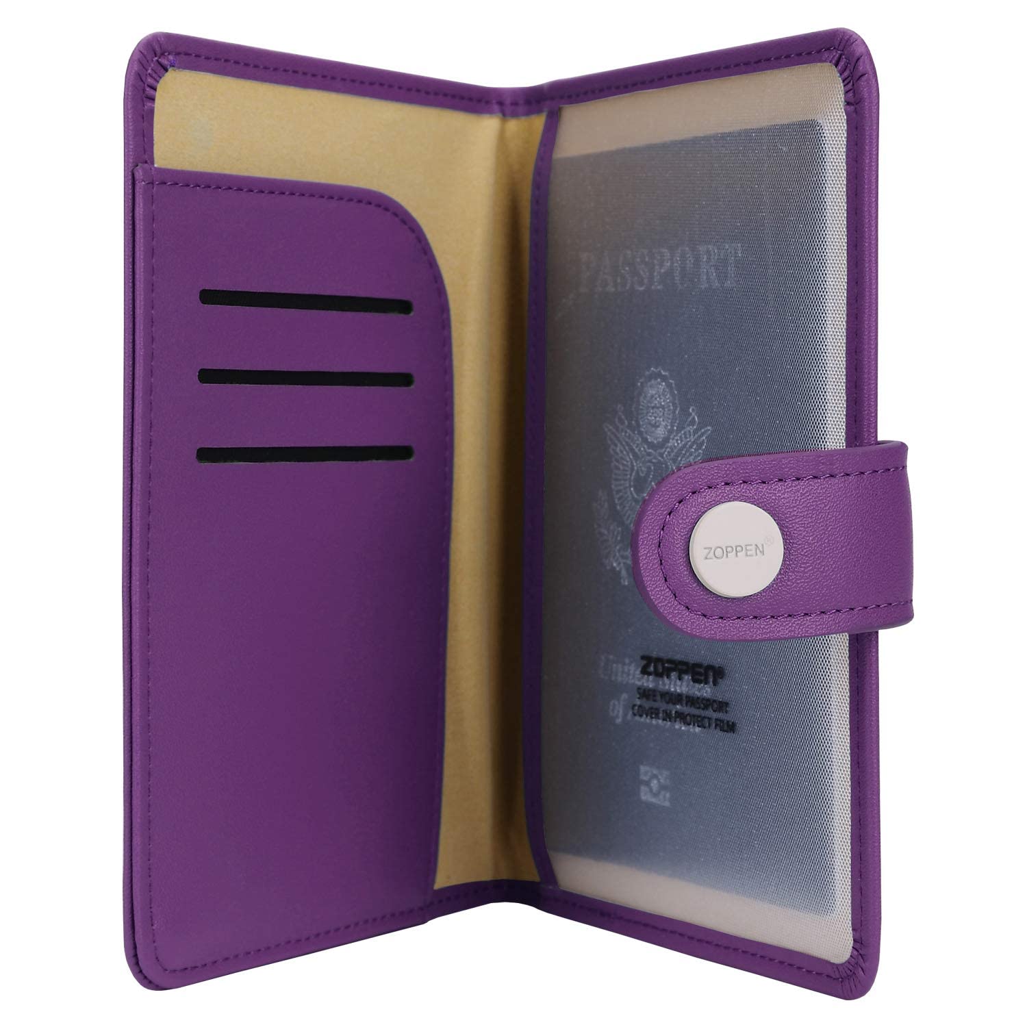 ZOPPEN RFID Blocking Passport Holder for Women - Travel Wallet Cover with Document Organizer, Lilac Purple | Perfect for Airports, Vacations & International Trips