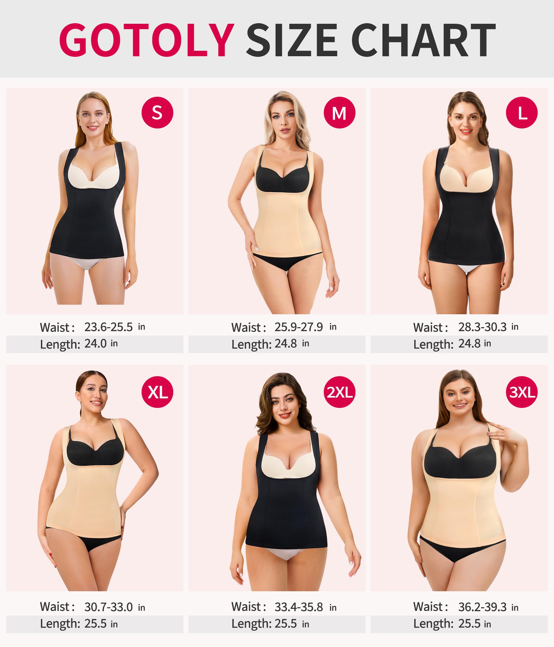 Gotoly Women's Waist Cincher - Tummy Control Shapewear for Women, Slimming Compression Vest, Invisible Body Shaper for Smooth Silhouette | Perfect for Dresses, Workouts & Everyday Wear