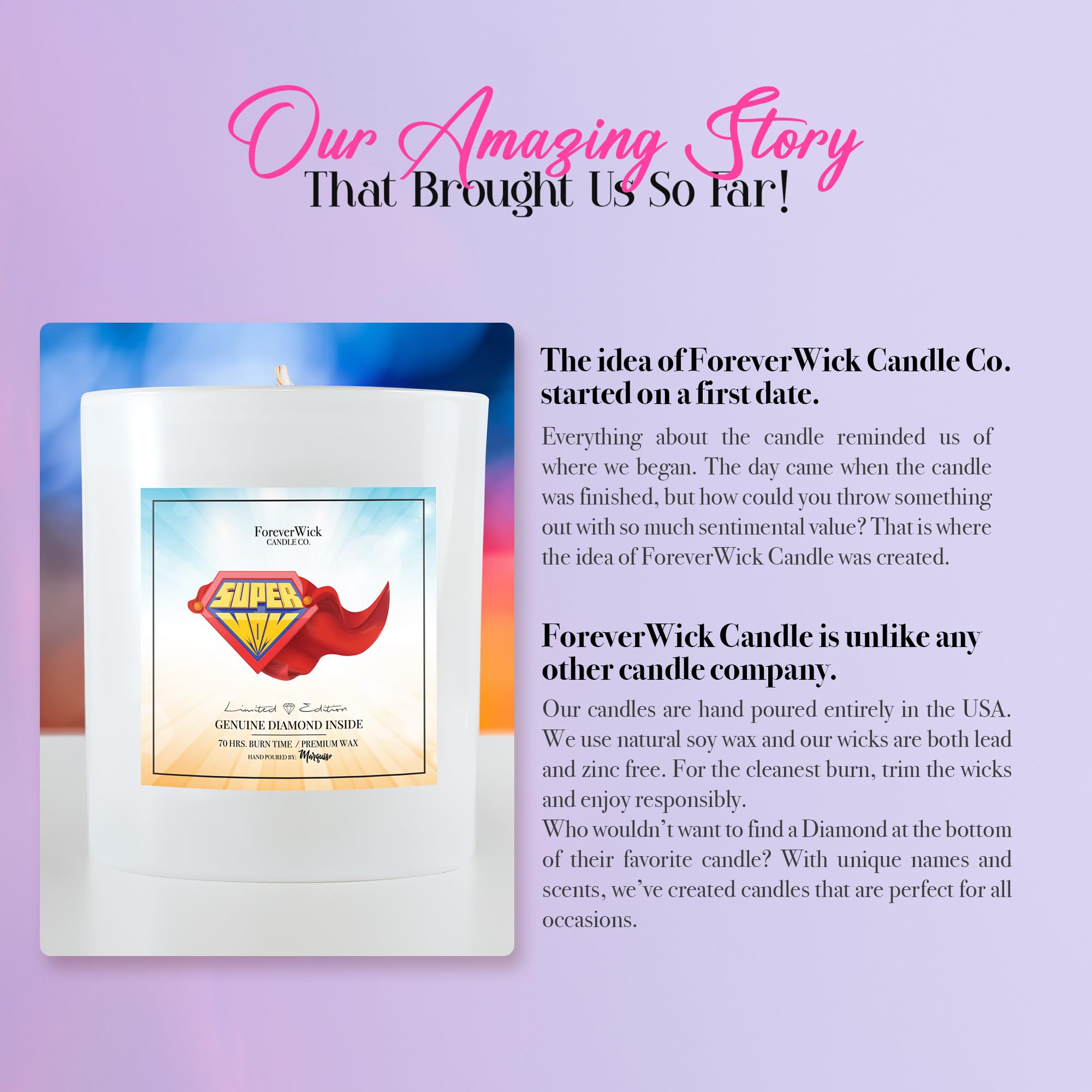 Super MOM Surprise Candle with Real Diamond Inside - All Natural Organic Soy Wax Candle 14oz (70h Burn Time) | Foreverwick Scented Candles for Women, Anniversary & Mother's Day Gifts | Perfect for Relaxation, Home Decor & Romantic Ambiance