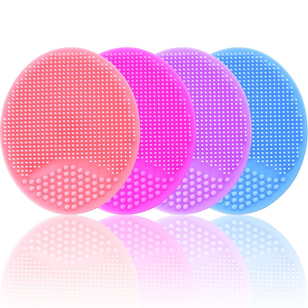 **Soft Silicone Facial Cleansing Brush & Exfoliator – 4 Pack for Blackhead, Acne & Pore Deep Cleaning | Gentle Face Scrubber for Daily Skin Care, Makeup Removal & Cradle Cap Treatment**