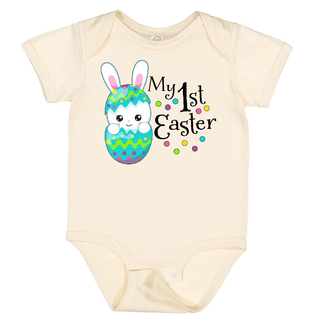 Inktastic My First Easter - Bunny in an Egg Baby Bodysuit | Cute Easter Outfit for Infants & Newborns | Perfect for Easter Photos, Family Gatherings & Holiday Celebrations