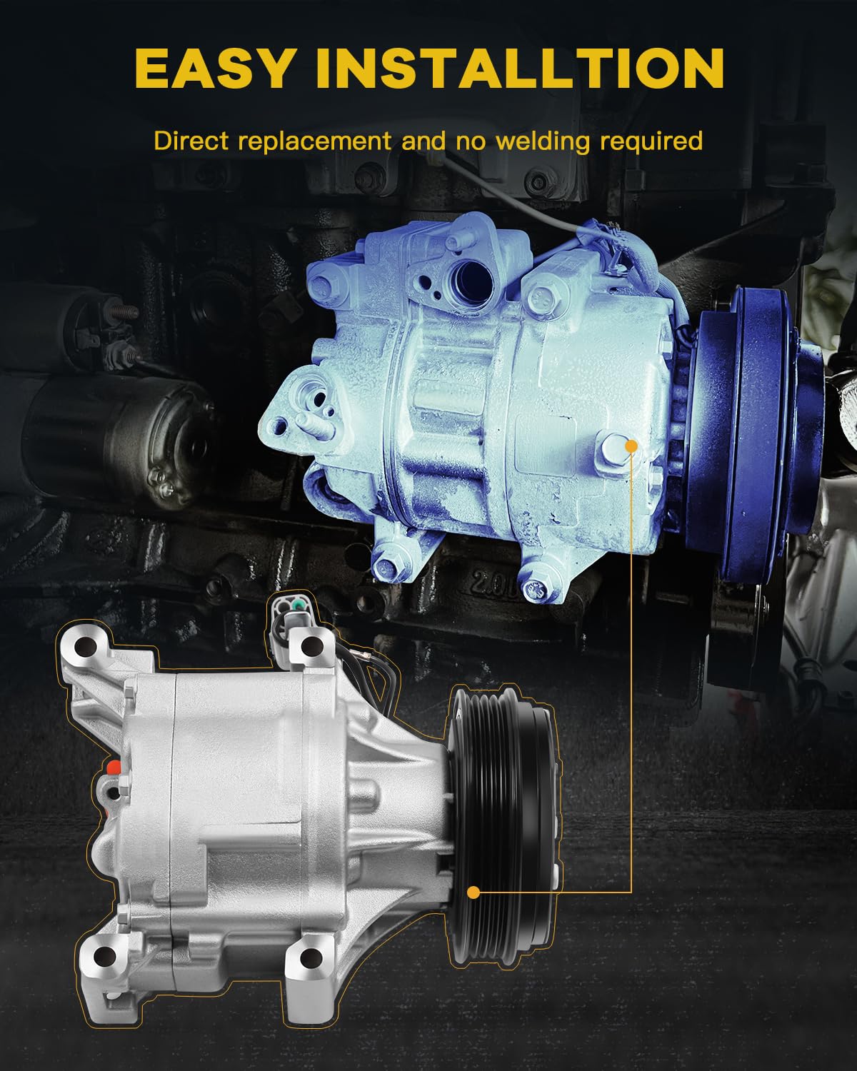INEEDUP AC Compressor Pump Replacement for 2000-2005 Toyota Echo 1.5L - High Performance Auto Air Conditioning Compressor for Smooth Cooling | Perfect for Summer Road Trips & Daily Commuting