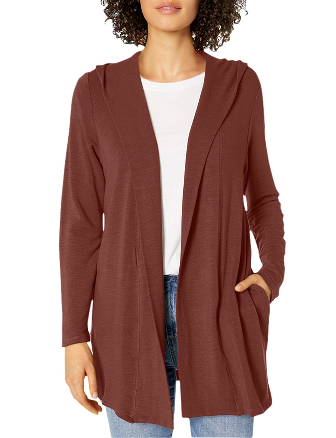 Monrow Women's Hooded Cardigan Sweater - Cozy Long Sleeve Open Front Knit Jacket for Fall & Winter | Casual Outfit, Lounge Wear, Layering Essential