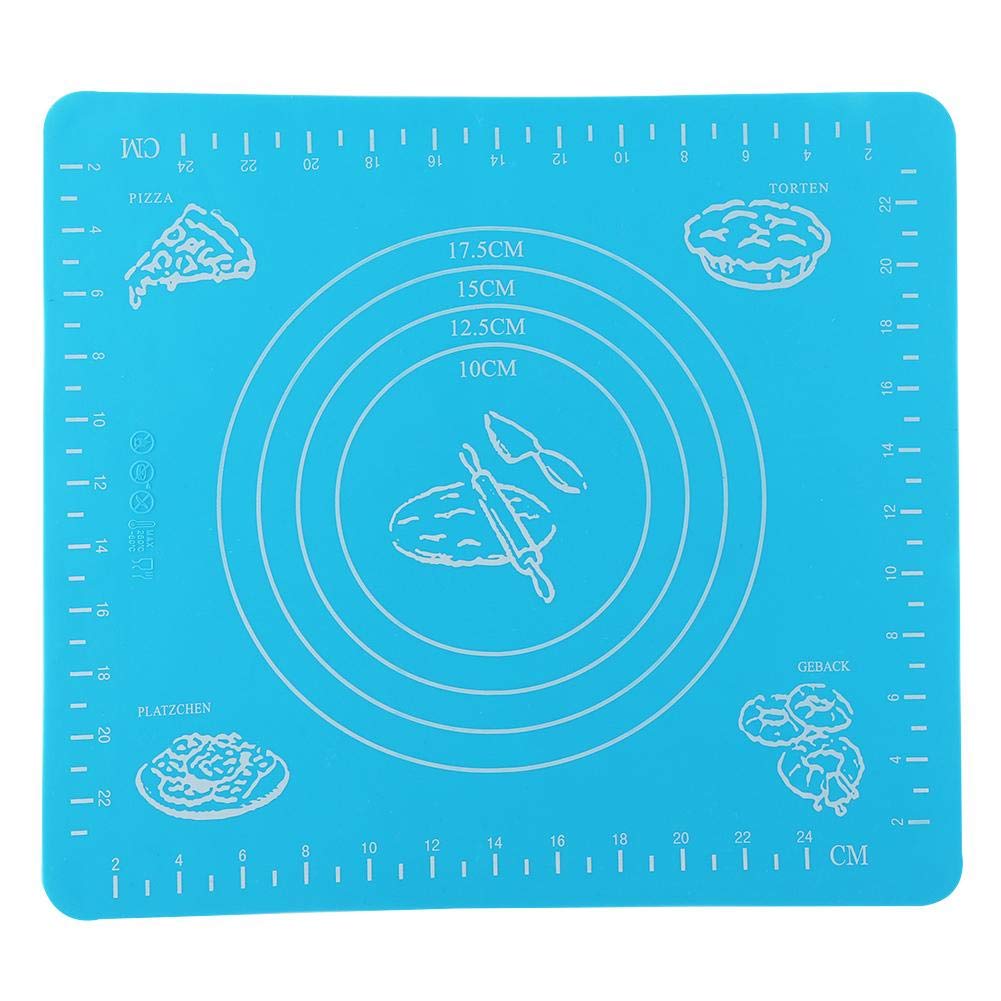 Premium Non-Stick Silicone Baking Mat - Extra Thick, Heat-Resistant Pastry & Fondant Mat with Measurement Marks - Ideal for Rolling Dough, Pie Crusts, Cookies & Oven Liner (11.5x16.2 Inch, Blue) - Perfect for Home Bakers, Cake Decorating & Kitchen Counter Protection