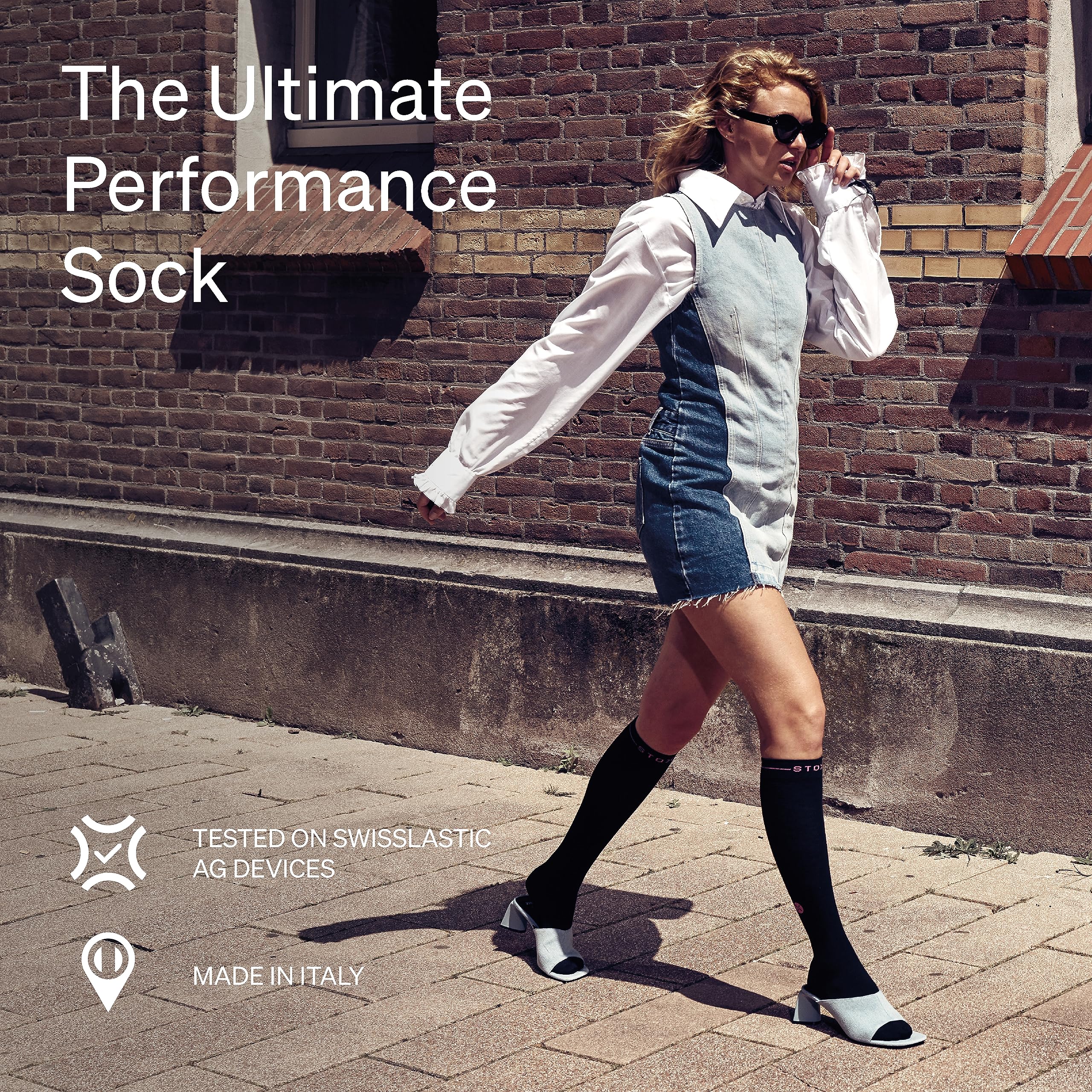STOX Energy Socks - Premium Compression Socks for Women, Moisture-Wicking & Comfortable, Relieves Tired Legs & Restless Leg Syndrome (2-Pack, Silver Grey/White) - Ideal for Running, Travel & Long Work Shifts