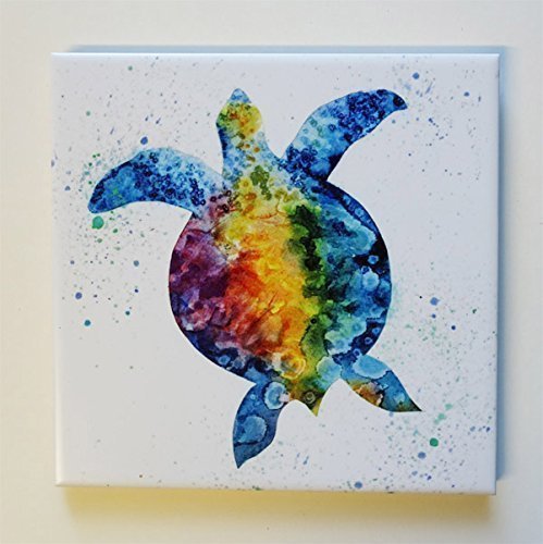 Original Elvira Para Art Turtle Tile Trivet - Handcrafted Ceramic Pot Holder for Hot Dishes, Perfect for Kitchen, Dining Table, and Home Decor