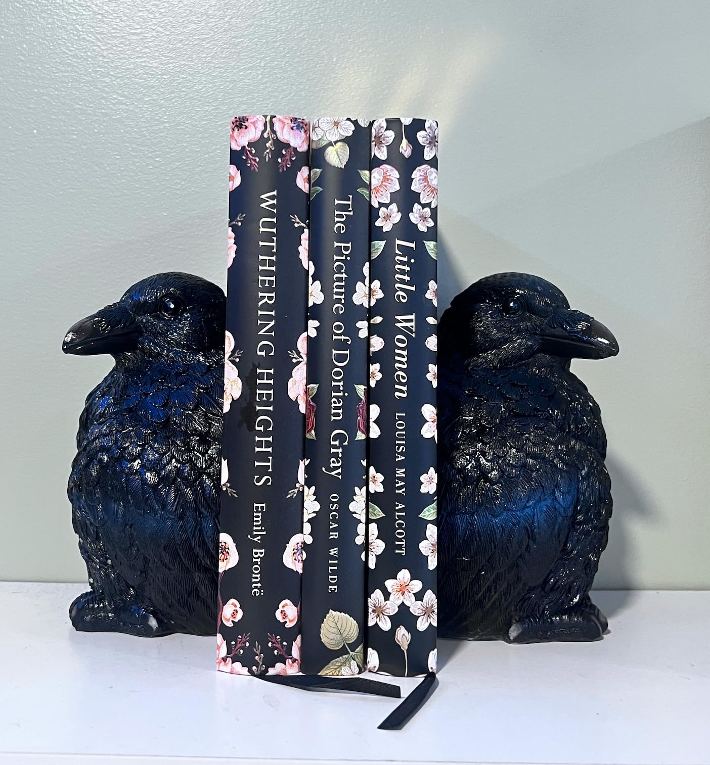 Raven Bookends for Home Decor - Gothic Shelf Display