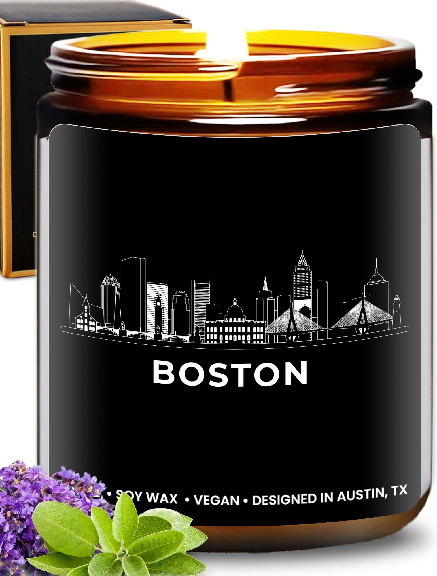 Boston Themed Soy Candle - Unique New Home Gift & Thoughtful Souvenir for Housewarming, Birthday, Christmas | Handmade Aromatherapy Candle for Women & Men | Perfect for Cozy Nights, Relaxation & Special Occasions | Gift-Ready Presentation