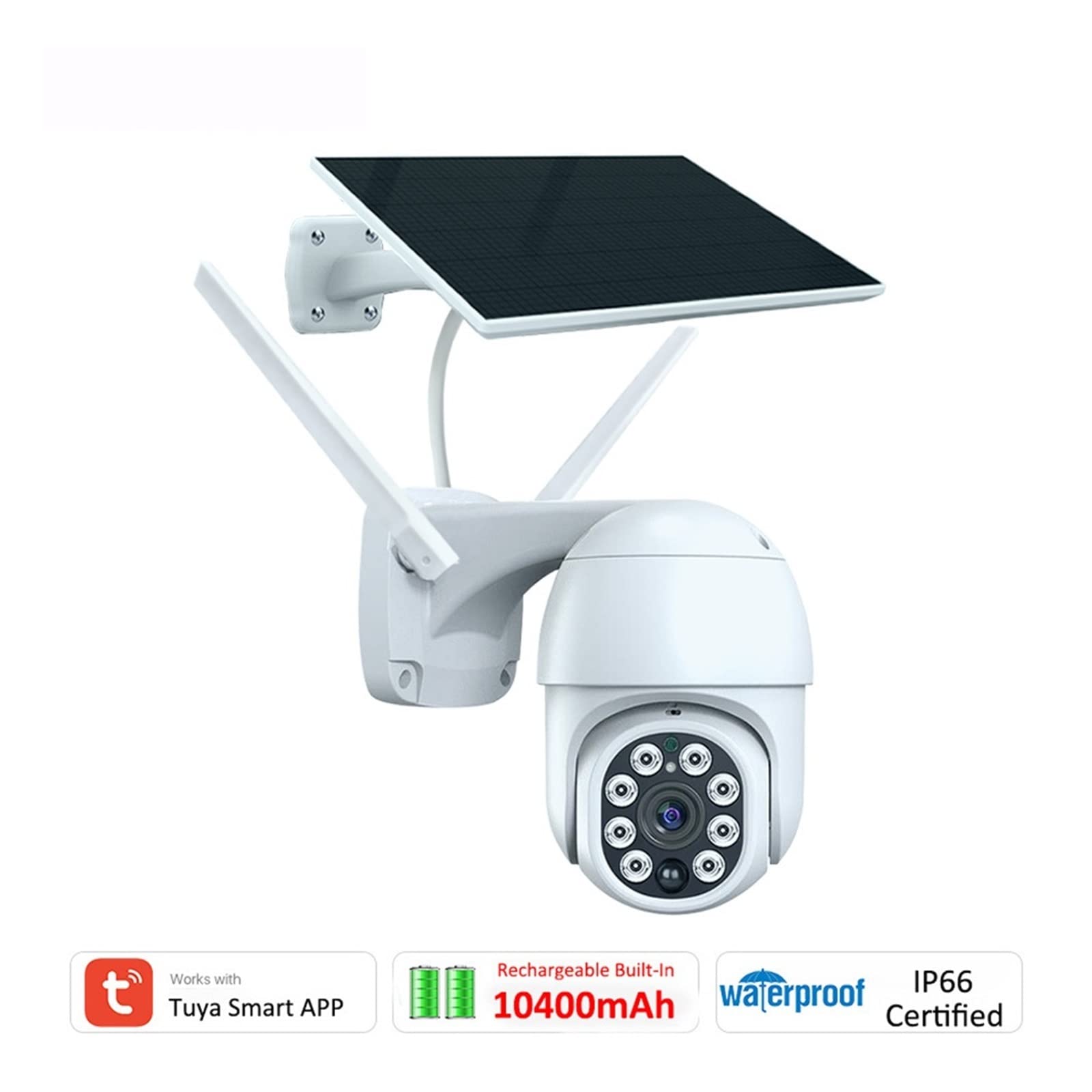MZZYG 3MP Solar Security Camera Outdoor Wireless WiFi, 10400mAh Battery, Auto Tracking, 5W Solar Panel, IP Surveillance Camera with Night Vision & 128GB Storage - Ideal for Home Security, Yard Monitoring, and Property Protection