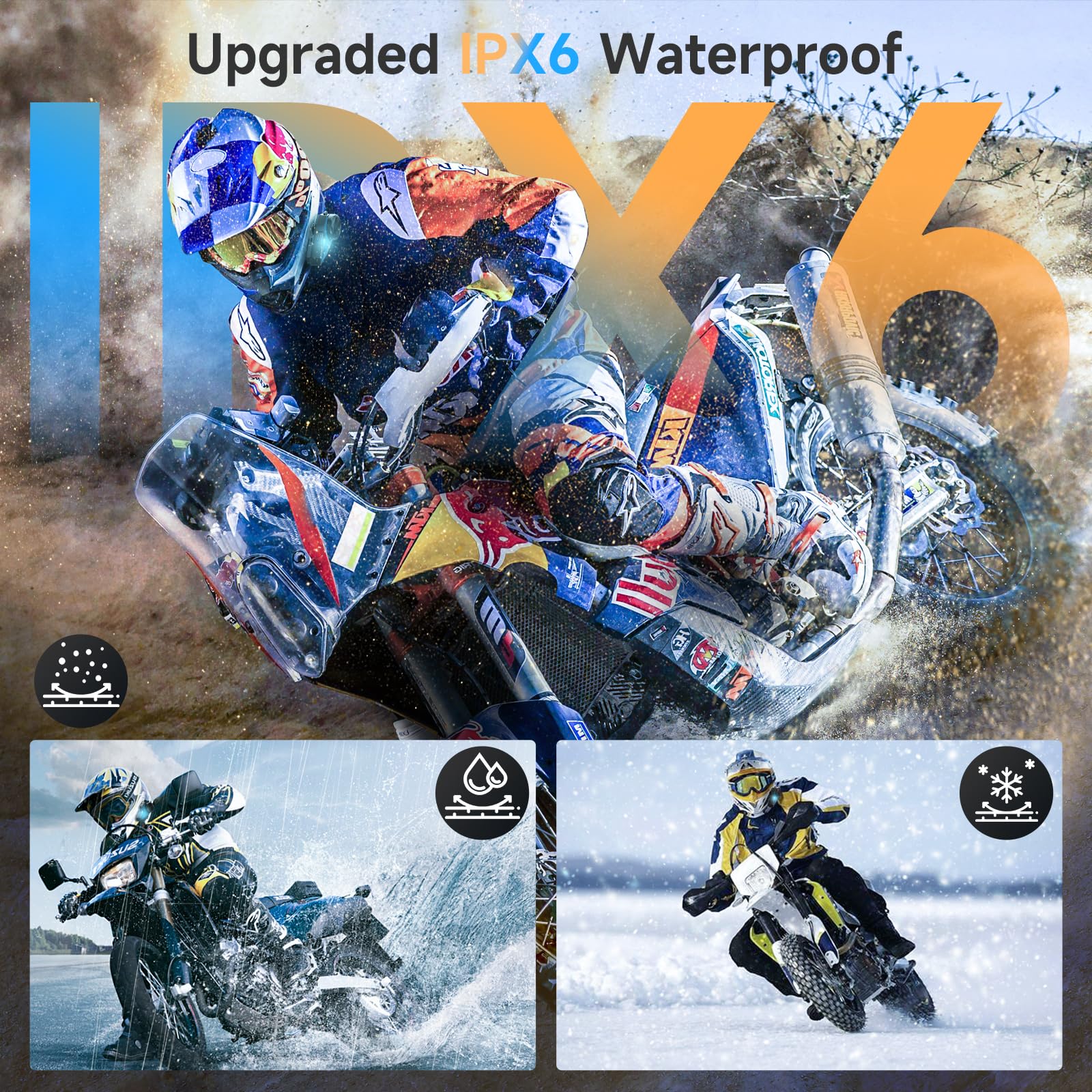 Moman Motorcycle Bluetooth Intercom Headset - Dual Chip H2E Eagle-Like Helmet Communication System for Audio Multitasking, HiFi Music Sharing, FM Radio & AI Voice Assistant (2 Pack) - Perfect for Group Riding, Touring & Adventure Motorcycling