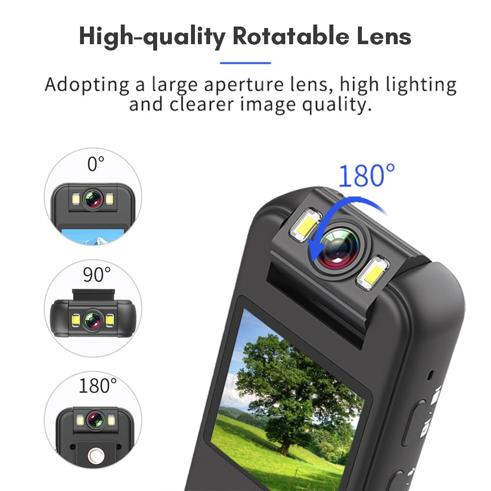 Andoer True Mini Body Camera 1080P HD - Small Wearable Camera with Audio Video Recording, Clip-On Design for Home Security, Delivery, Cycling, Police Work, Meetings & Racing Events - Perfect for Surveillance, Evidence Collection & Outdoor Activities
