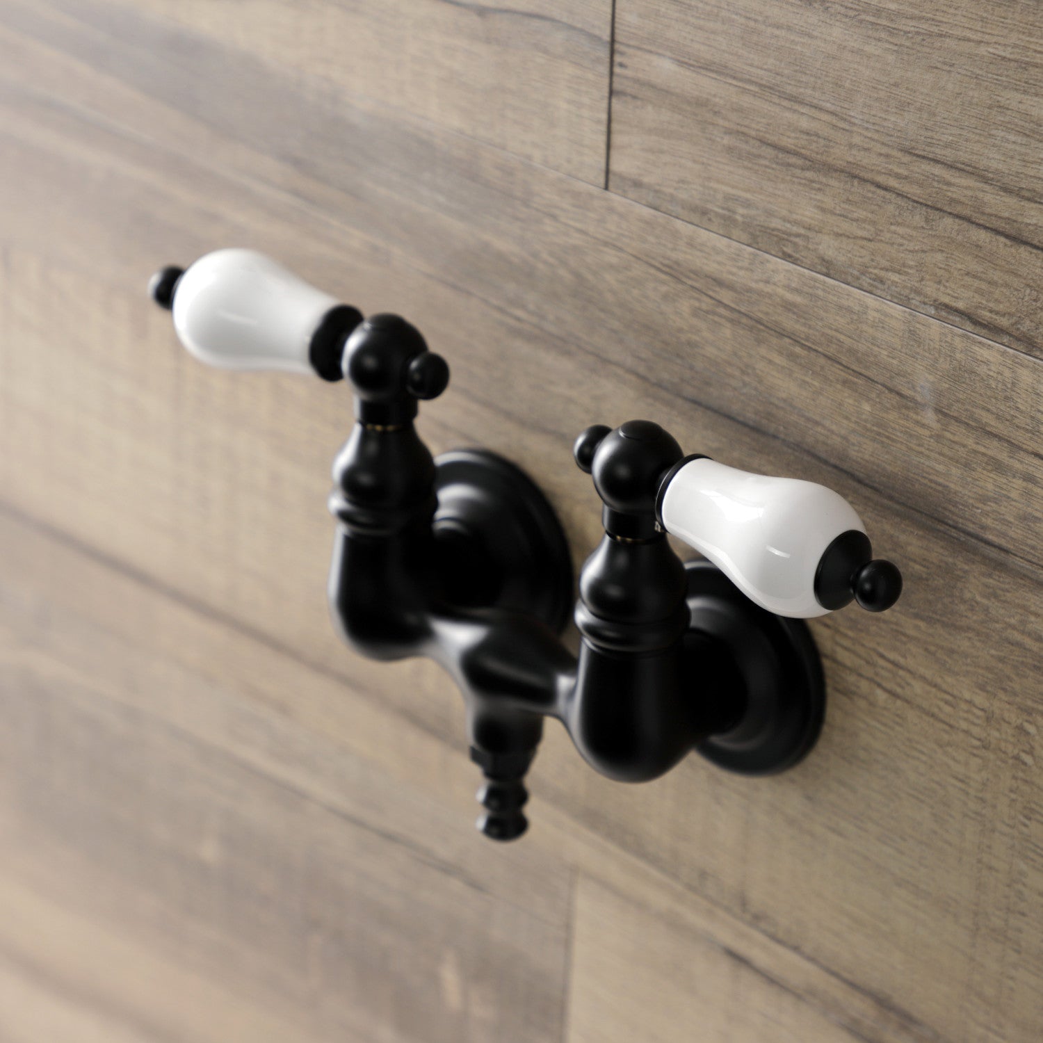 Vintage Matte Black Two-Handle Wall Mount Clawfoot Tub Faucet - AE35T0 Bathroom Fixture for Classic & Modern Bathrooms | Perfect for Antique Style Bathtubs & Spa Retreats