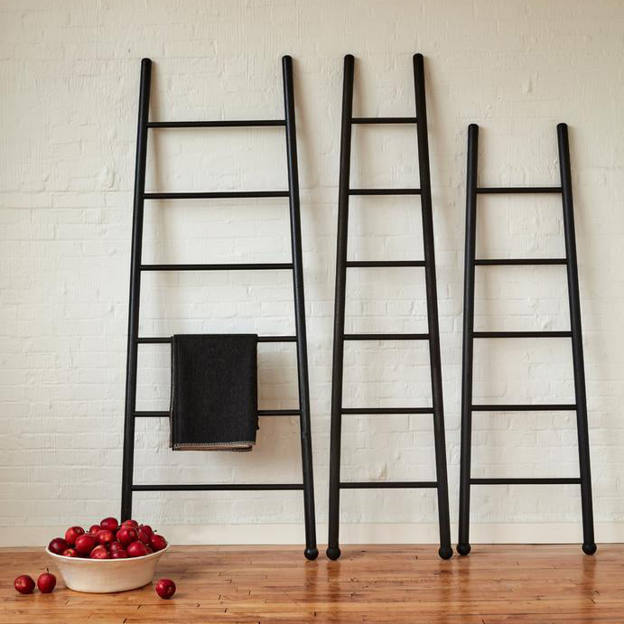 Black Wooden Ladder - Sturdy Wooden Step Ladder for Home, Kitchen, and DIY Projects | Perfect for Shelf Organization, Decor, and Indoor Use