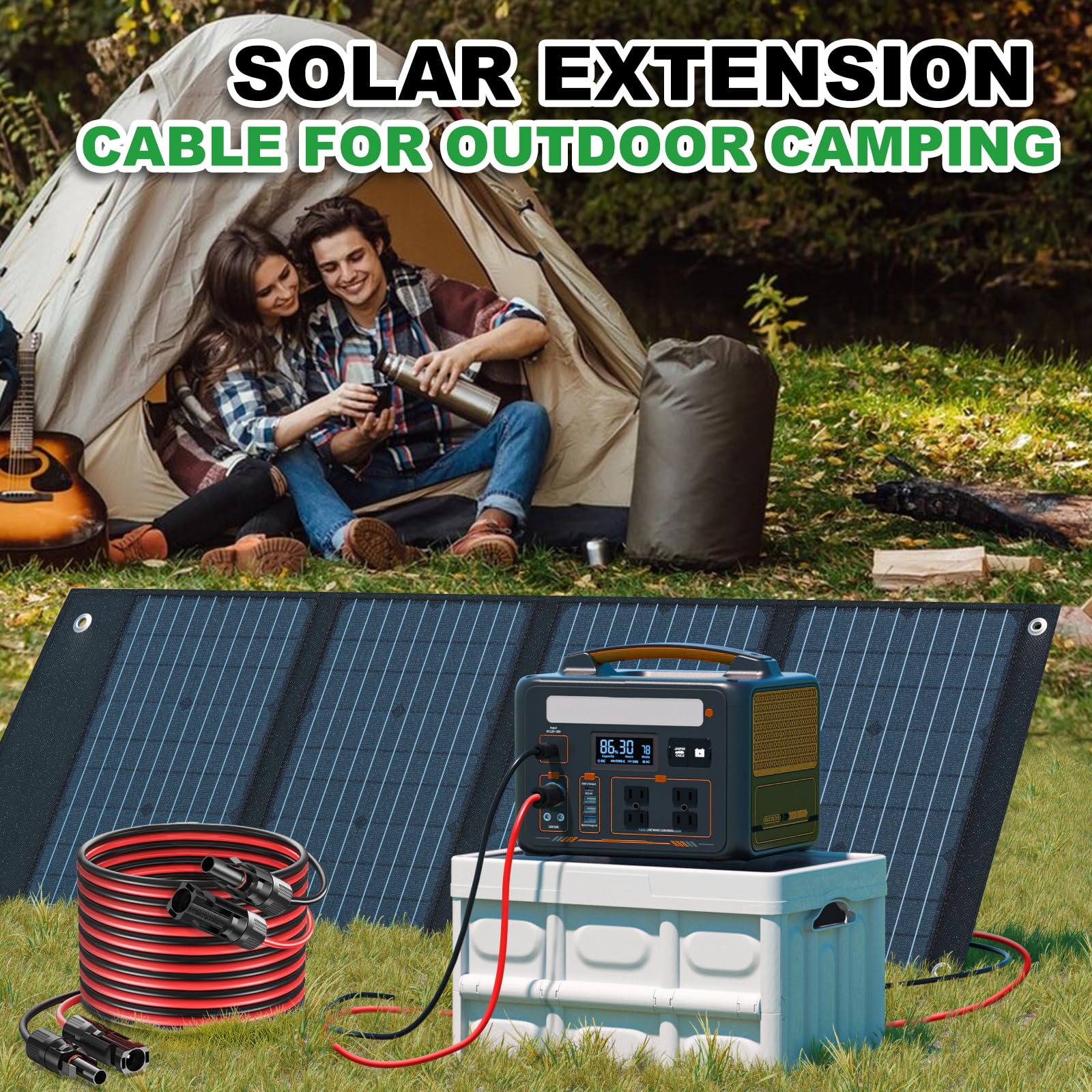 10AWG Solar Extension Cable 60Ft - Heavy Duty PV Wire for Solar Panels | Weatherproof 10 Gauge Solar Panel Cable with Connectors | Perfect for Home, RV, Camping & Boat Solar Systems | Outdoor & Off-Grid Power Solutions