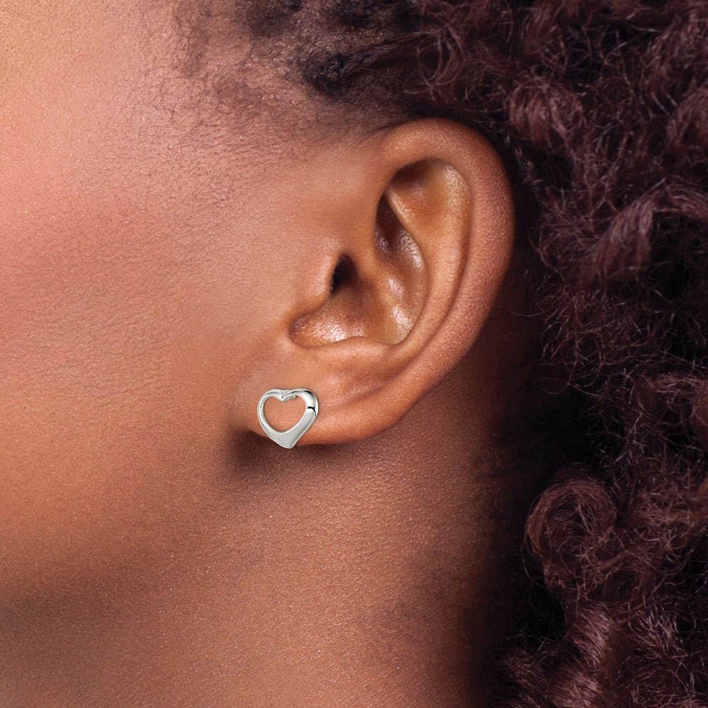 Sterling Silver 12mm Open Heart Earrings for Women - Elegant Gift