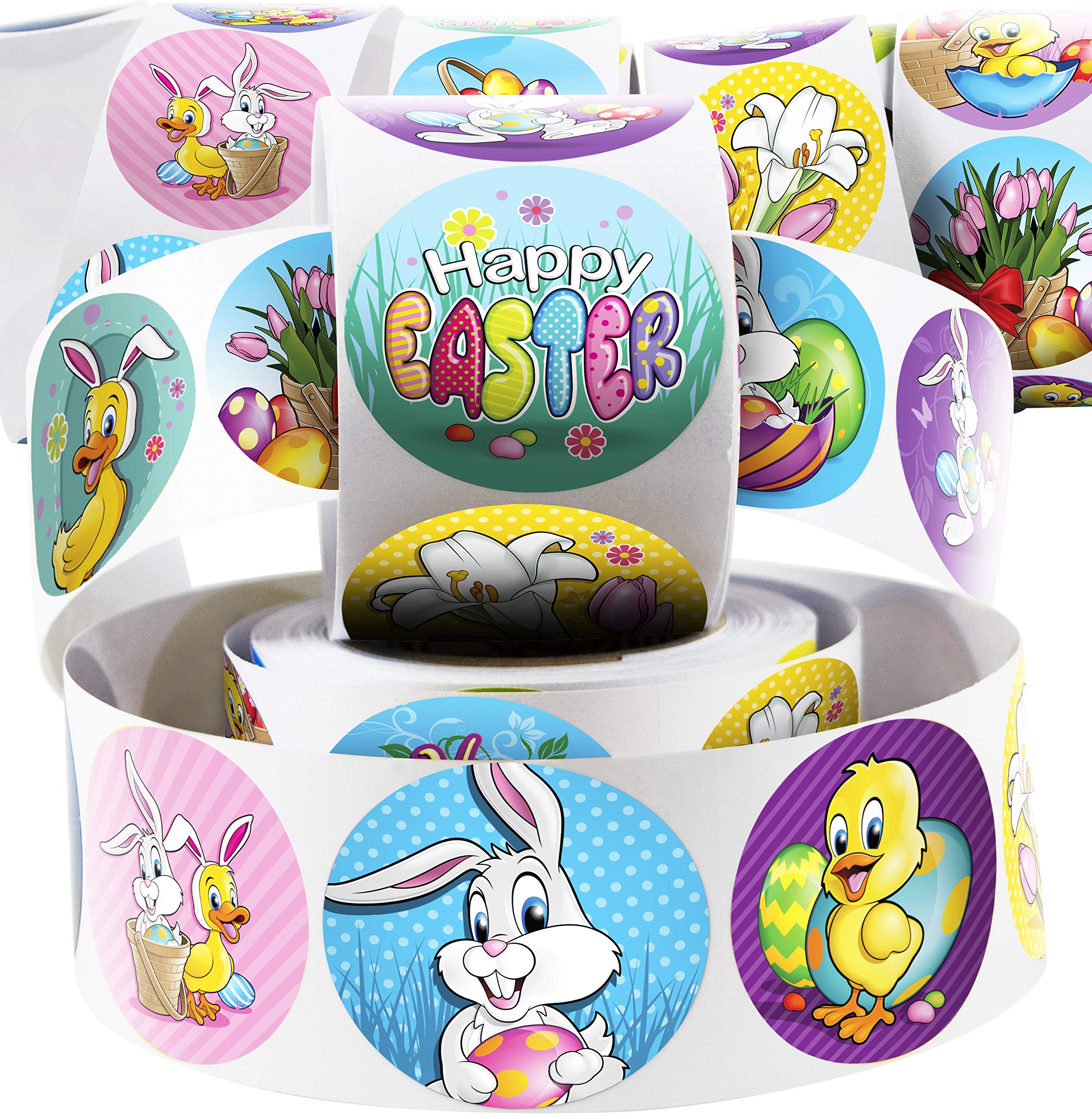500 Count Easter Stickers Bulk Pack - 5 Rolls with 100 Easter Egg Stickers Each | Fun Easter Bunny Stickers for Kids | Perfect for Easter Egg Hunts, Party Favors & Classroom Activities