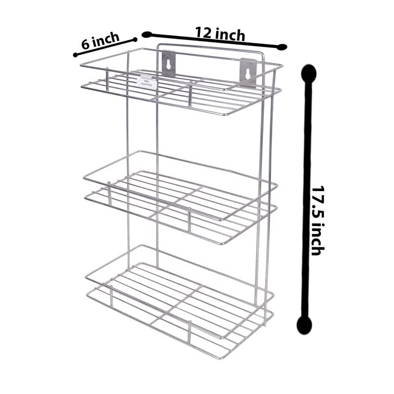 Premium Stainless Steel 3-Tier L-Shaped Kitchen Shelf Organizer - Space-Saving Storage Rack for Fruits, Vegetables & Kitchen Essentials - Durable Multi-Level Countertop Organizer for Small Spaces (Silver) - Perfect for Pantry, Countertop, or Cabinet Organization