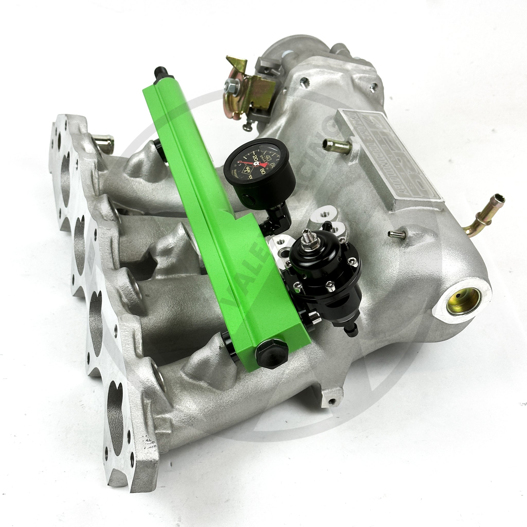 B Series Valex Fuel Rail & Regulator with Marshall Gauge for Honda Acura B16 B18 B20 Engines (FBO Green) - High Performance Fuel System Upgrade for Racing & Turbocharged Applications
