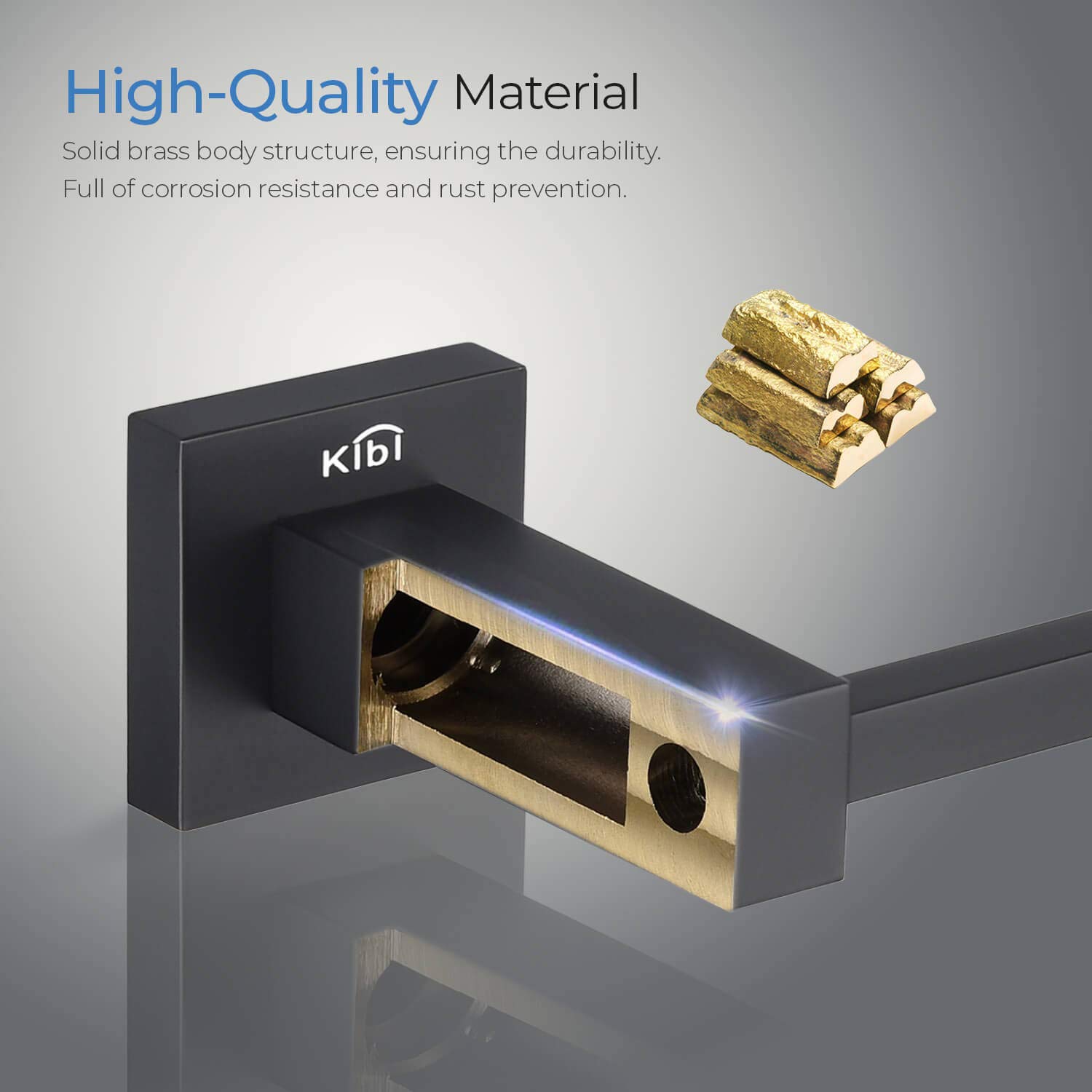 KIBI Cube 4-Piece Bathroom Hardware Set - Solid Brass Towel Bar, Towel Ring, Toilet Paper Holder & Robe Hooks | Matte Black Finish | Durable Bath Accessories for Modern Home & Luxury Hotel Style (C-KBA15-4) | Perfect for Bathroom, Spa & Guest Room Decor