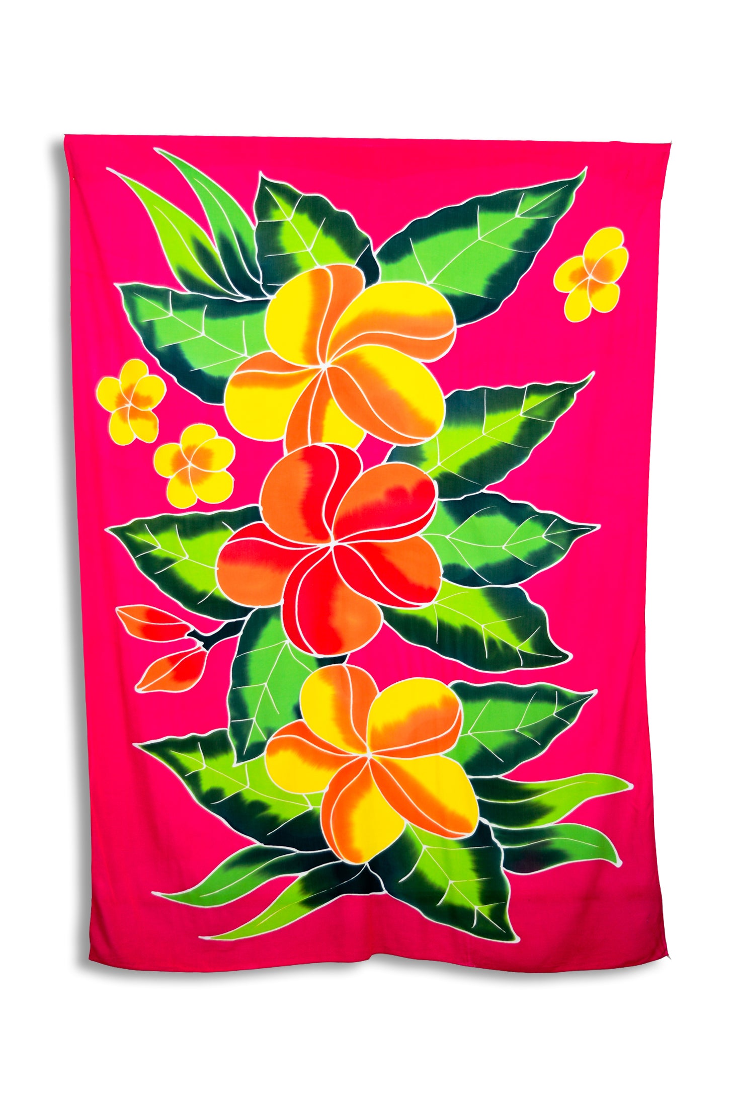 Hand Painted Pink Kana Sarong - Boho Beach Wrap, Tropical Summer Cover Up, Gift for Women - Perfect for Beach Vacations, Pool Parties & Resort Wear