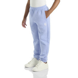 Youth Girls Quilted Jersey Logo Sweatpants - Soft Fleece-Lined Joggers with Elastic Waistband for School, Sports & Casual Wear - Pale Iris Color