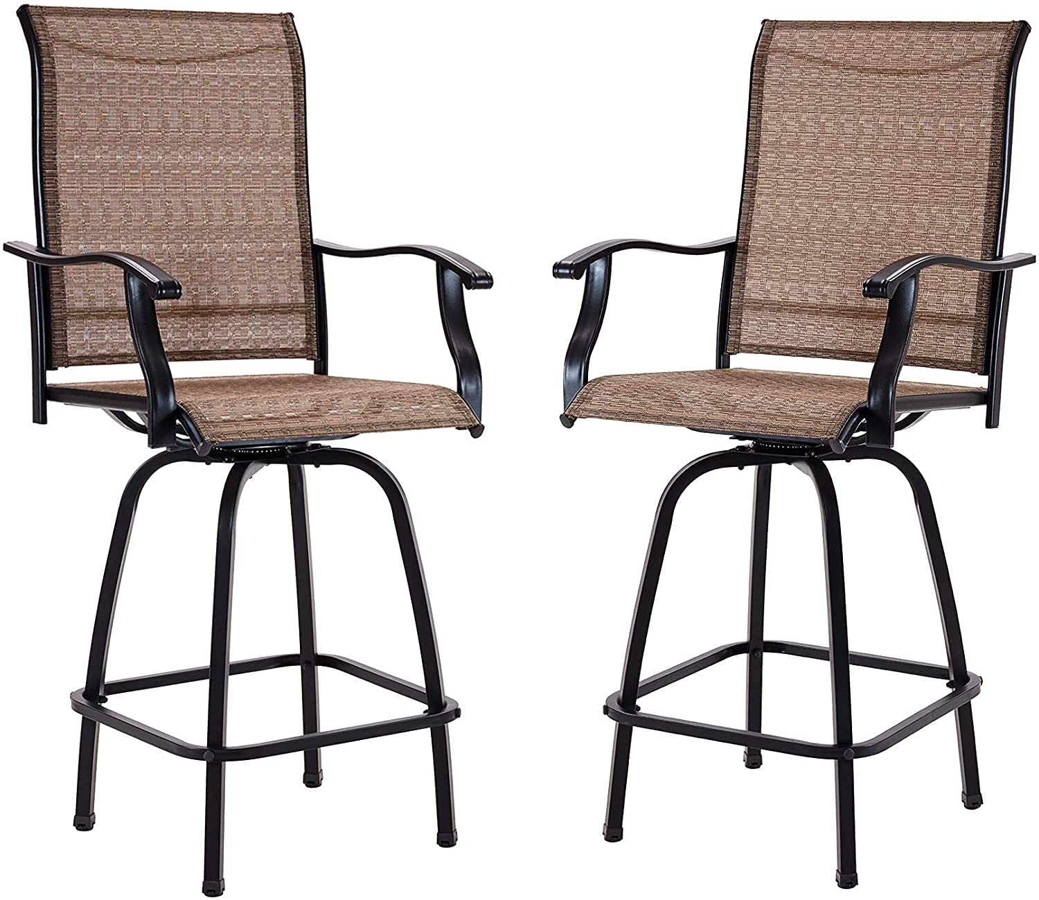 VICLLAX 2-Piece Swivel Bar Stools Set - All-Weather Outdoor Patio Chairs for Deck, Balcony, Porch & Pergola - Durable & Comfortable Bar Height Seating for Outdoor Dining & Entertaining
