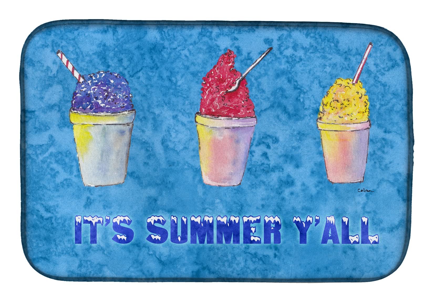 Caroline's Treasures 8779DDM Snowballs and Snowcones Absorbent Kitchen Dish Drying Mat - 14 x 21 Inch Multicolor Countertop Pad for Dishes, Cups & Utensils | Perfect for Holiday Decor & Winter Kitchen Decorations
