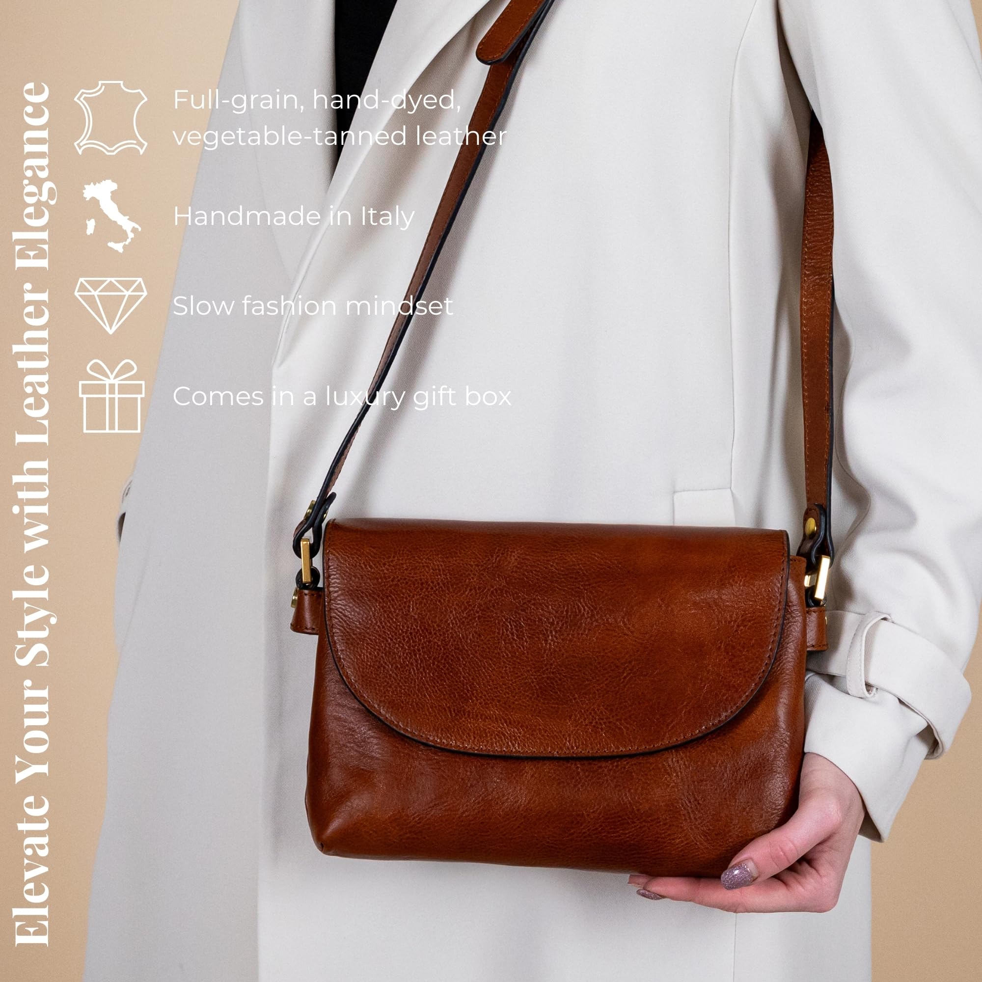 Durable Leather Crossbody Bag for Women - Stylish Handbag, Shoulder Bag & Messenger Purse - Perfect for Work, Travel & Everyday Use