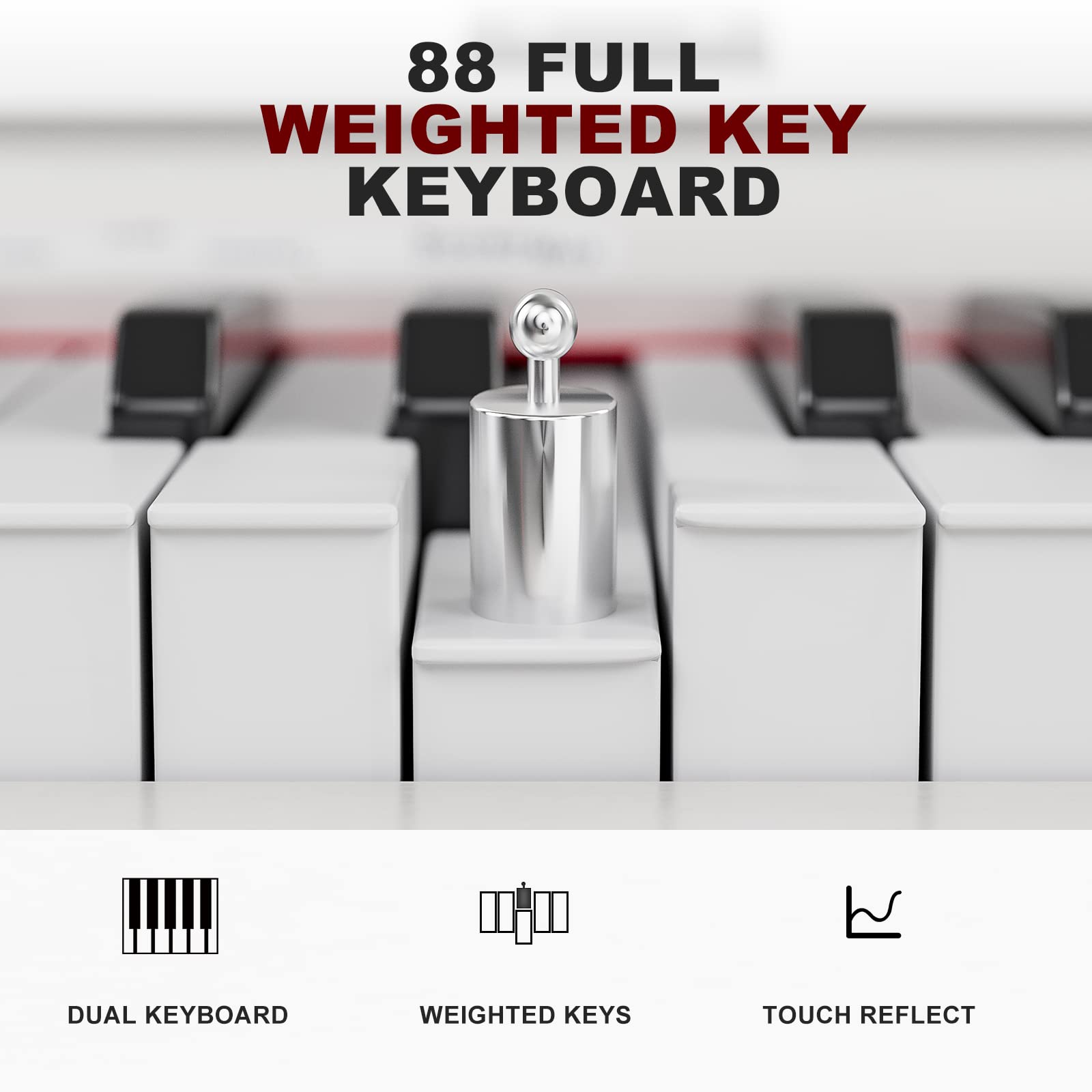 UMOMO UMP-716 88-Key Weighted Digital Piano for Beginners - Full Size Electric Keyboard with Hammer Action, USB/MIDI Connectivity, Includes Adjustable Piano Bench - Perfect for Home Practice, Music Lessons & Studio Recording (White)