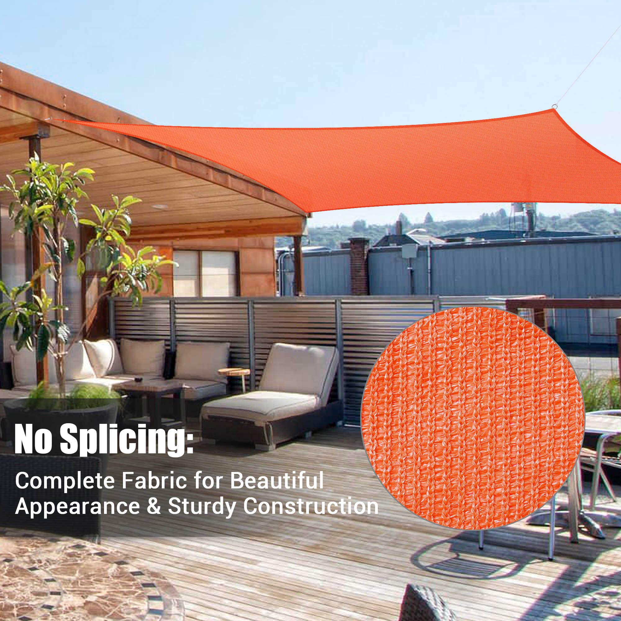Yescom 2 Pack 22x23 FT Rectangle Sun Shade Sail Canopy - 97% UV Block, Bright Orange Outdoor Shade Cloth for Pergola, Carport, Pool & Commercial Events - DIY Replacement Material for Patio, Garden & Backyard