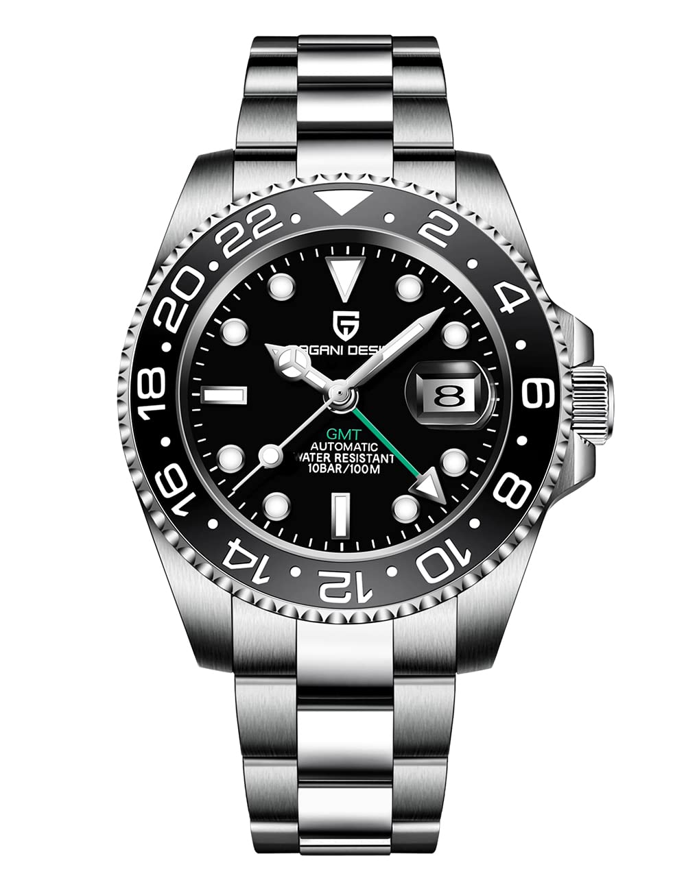 BENYAR Pagani Design GMT Men's Luxury Automatic Watch - 40mm Stainless Steel Sapphire Crystal Water Resistant Mechanical Timepiece 1662 | Perfect for Business, Travel & Formal Occasions