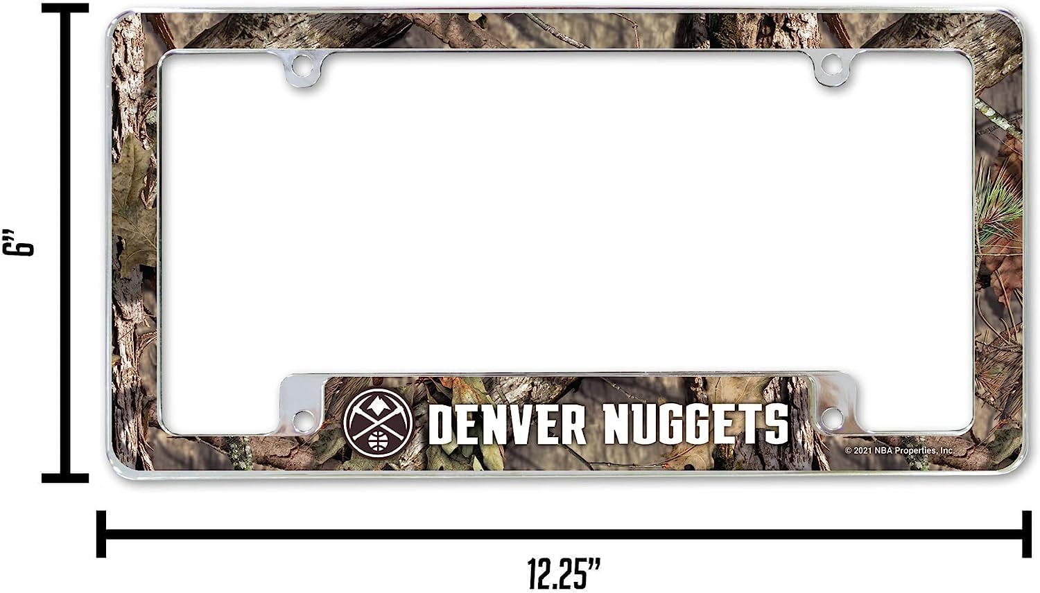 Denver Nuggets Chrome Metal License Plate Frames (Set of 2) - Mossy Oak Camouflage Design | Perfect for Cars, Trucks & SUVs | Show Team Spirit On The Road