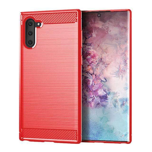 Samsung Galaxy Note 10 Plus Case - Shockproof Brushed Silicone Cover with Carbon Fiber Texture | Slim Protective Phone Case for Work, Travel & Everyday Use