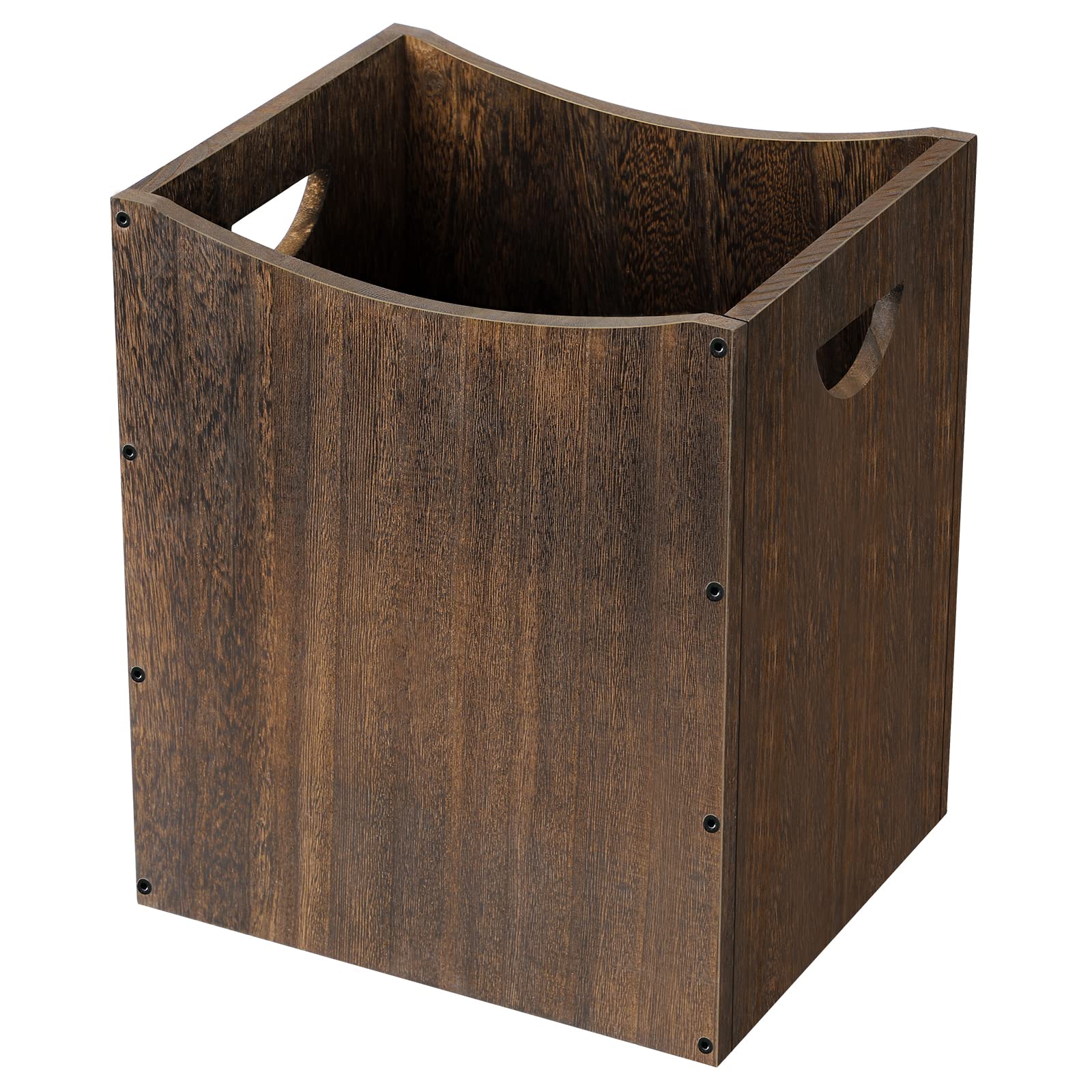 5.3 Gallon Wooden Trash Can with Built-in Handles - Farmhouse Style Rectangular Office Waste Basket for Kitchen, Bathroom, Bedroom & Under Desk - Eco-Friendly Home Storage Solution for Waste Management & Organization