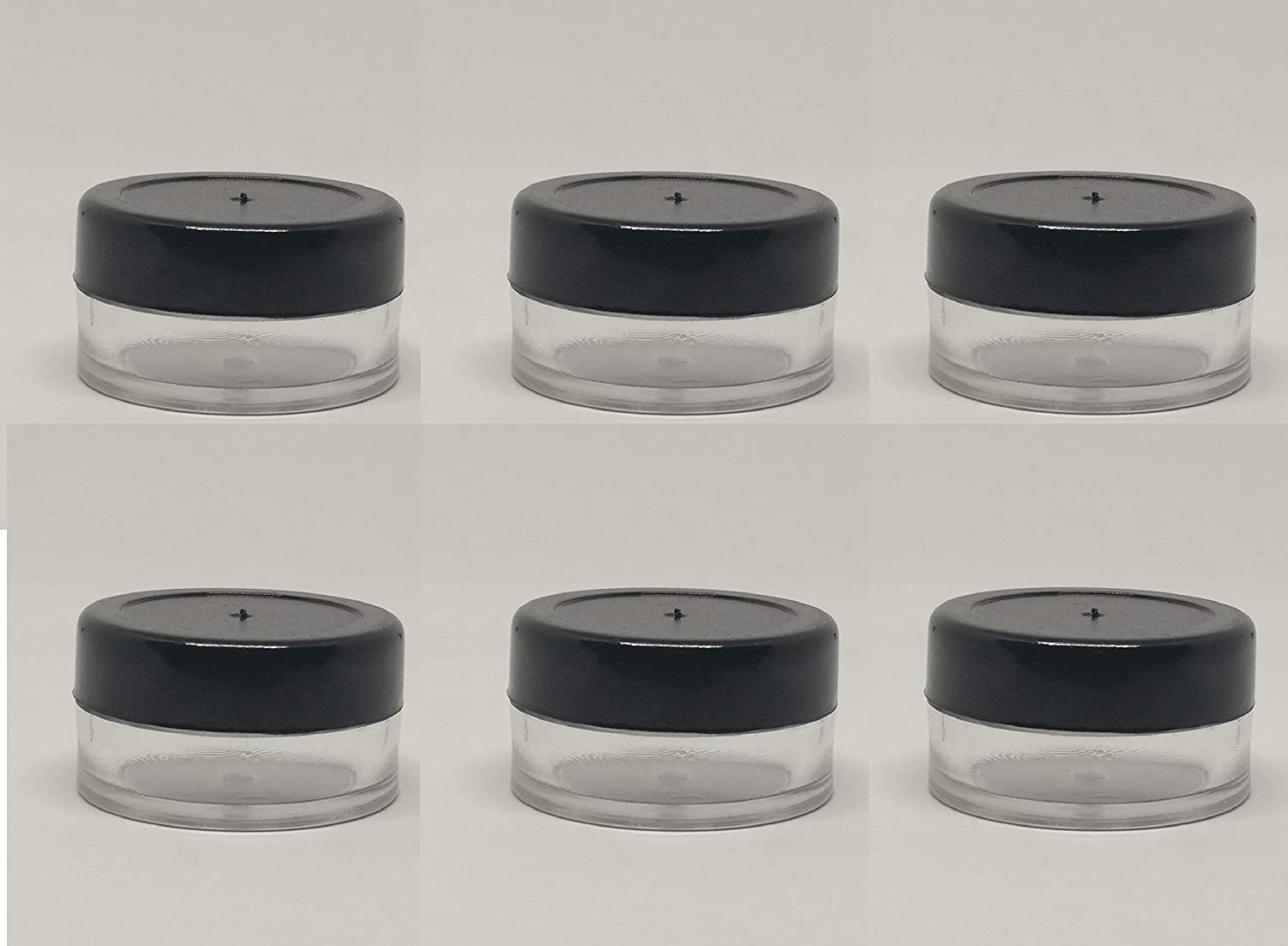 VDHJA 6-Pack Black Empty Glass Cosmetic Jars with Acrylic Lids - Perfect for Eyeshadow, Makeup, Face Cream, Lotion, Lip Balm, Body Butter & Beauty Products Storage - Ideal for DIY Cosmetics, Travel Containers & Salon Organization